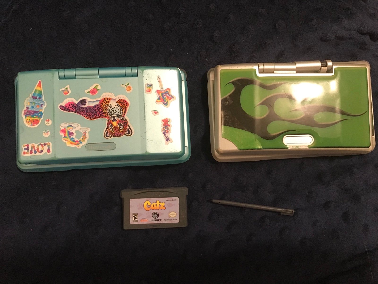 Two Damaged (Working) Original Nintendo DS with Stylus and Catz