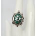 Navajo Silver Tortoise Ring With Green Malachite Stone For Women Size 7