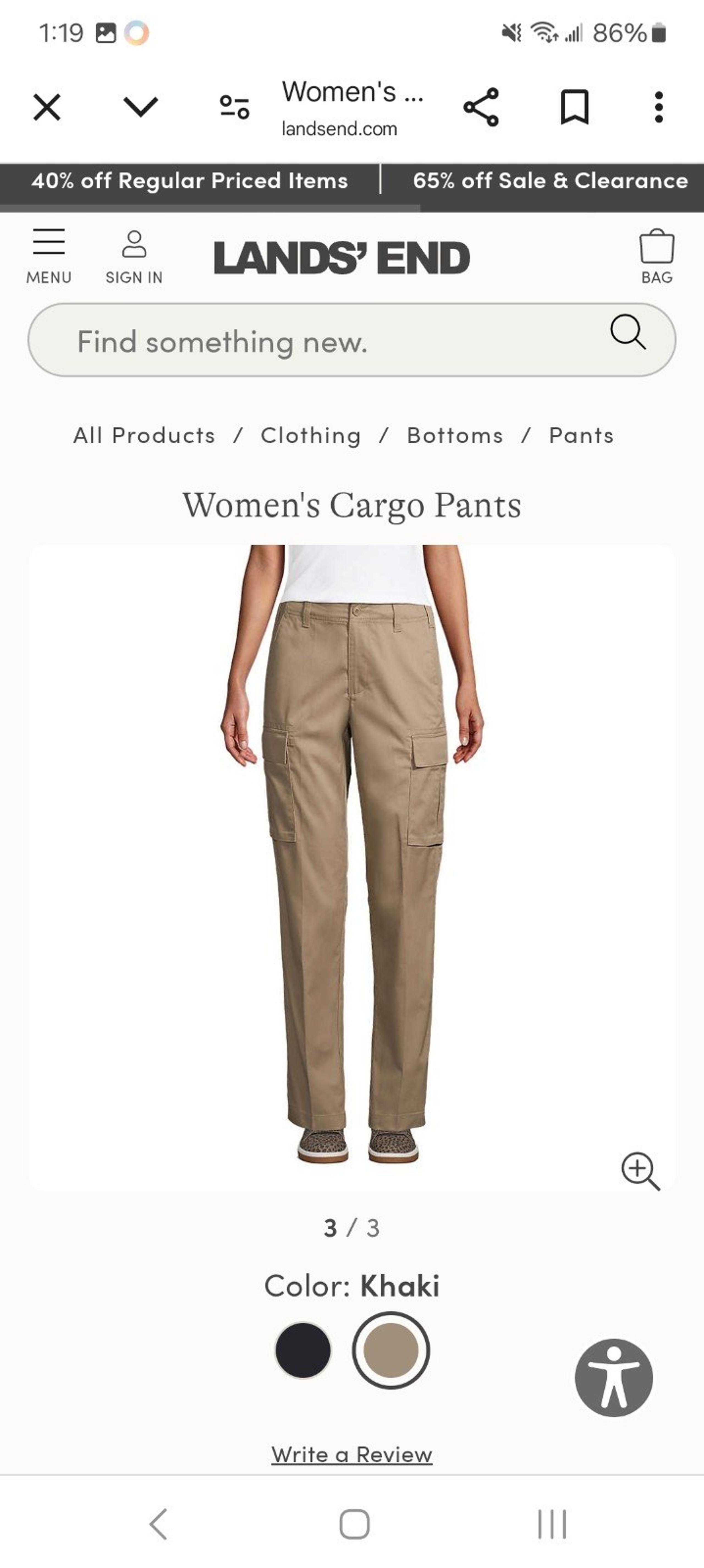 Lands' End Women's Cargo Pants in Khaki (Size 6)