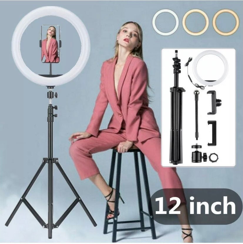 12 30cm LED Selfie Ring Light w/ Tripod
