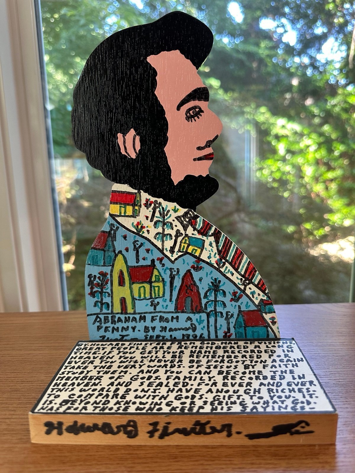 Signed 1996 Howard Finster Abraham From a Penny Georgia Folk Artist/Preacher