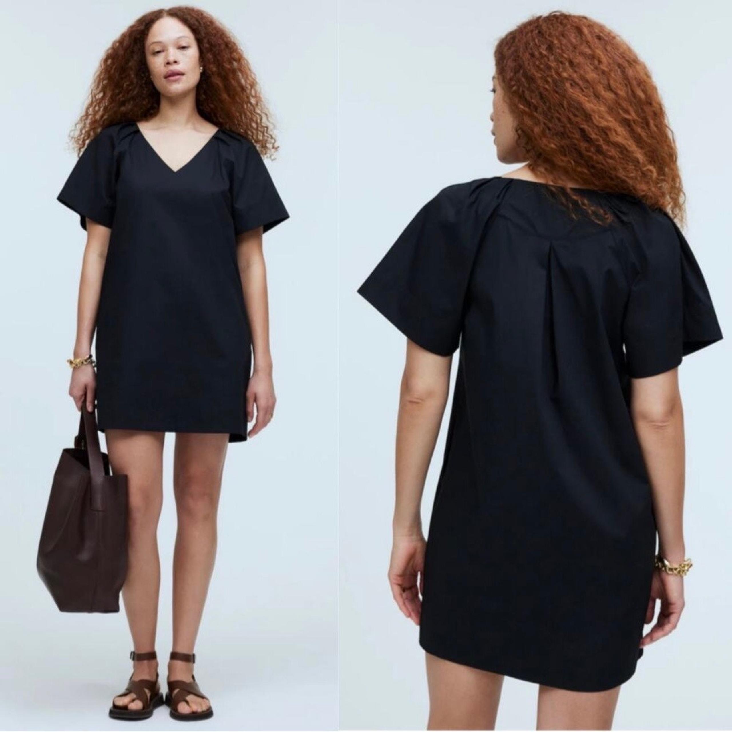 madewell v-neck mini shirtdress true black np093 women size medium