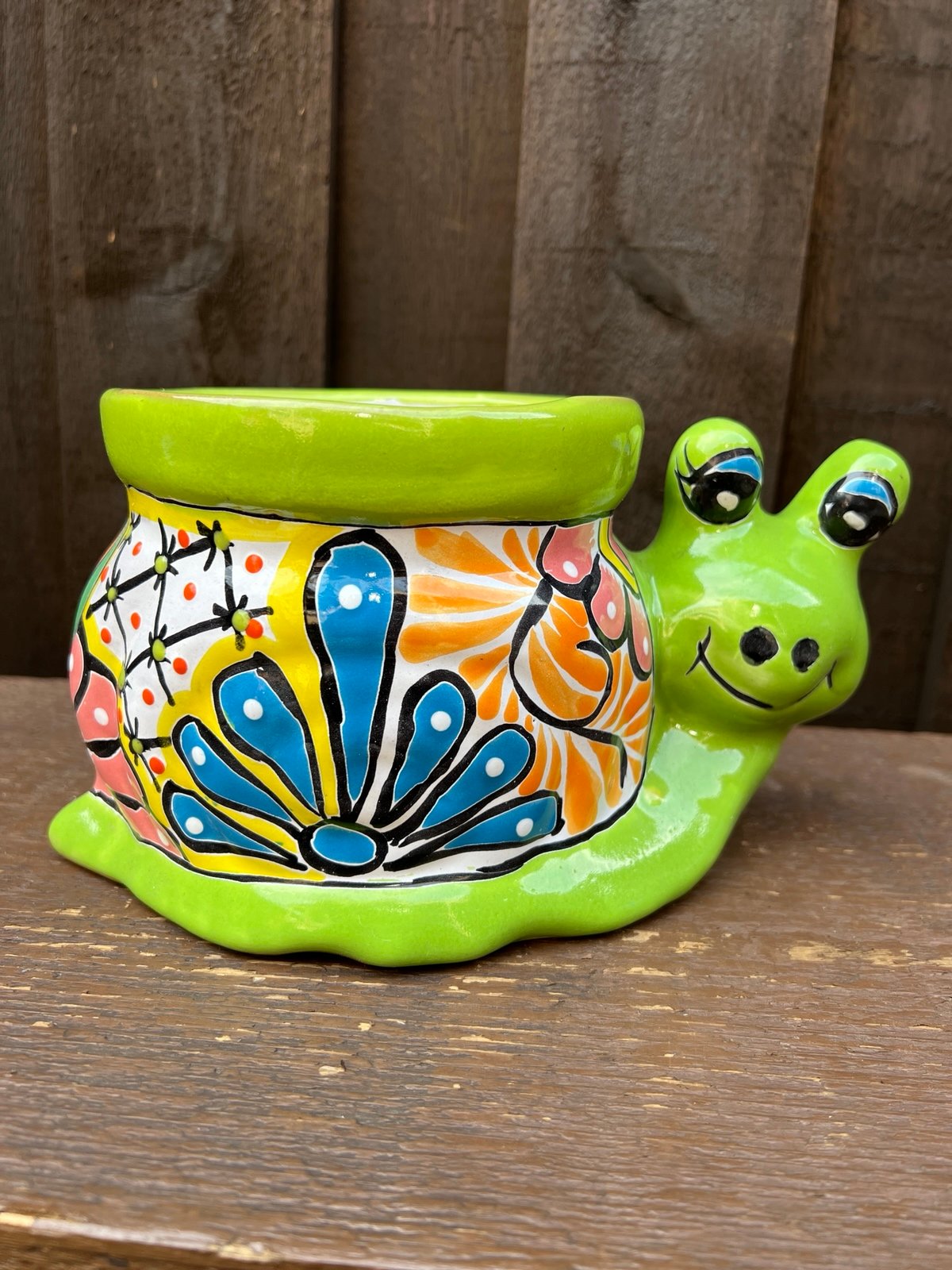 Mexican Talavera Snail Planter, Pottery.