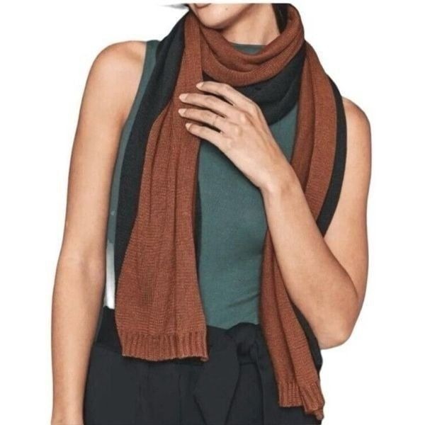 Summersalt Two Tone Scarf Shawl Black Brown Colorblock NEW