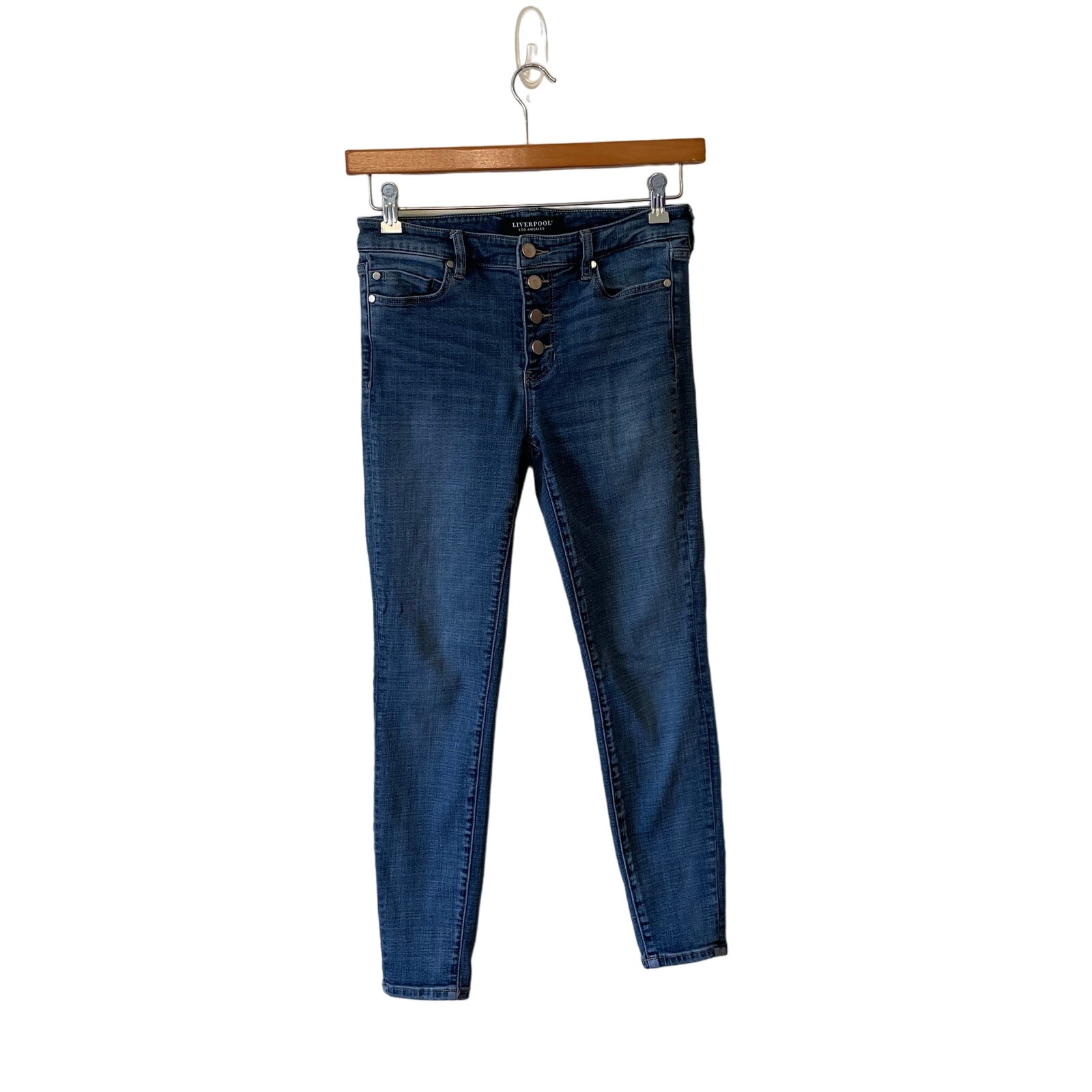 Liverpool Los Angeles US 6 skinny jeans blue low rise button fly punk