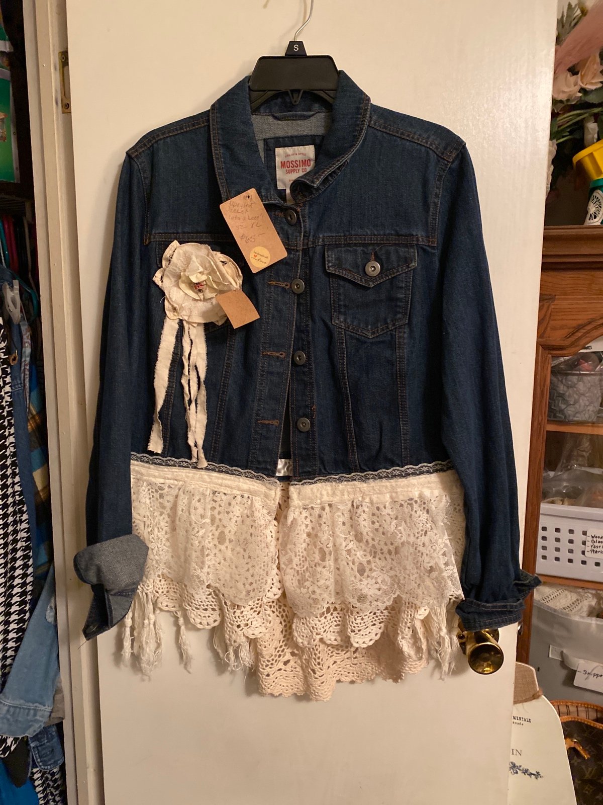 Women’s Shabby BoHo Denim and Lace Jacket