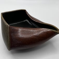 Freeform Vintage Planter Brown Satin Glaze