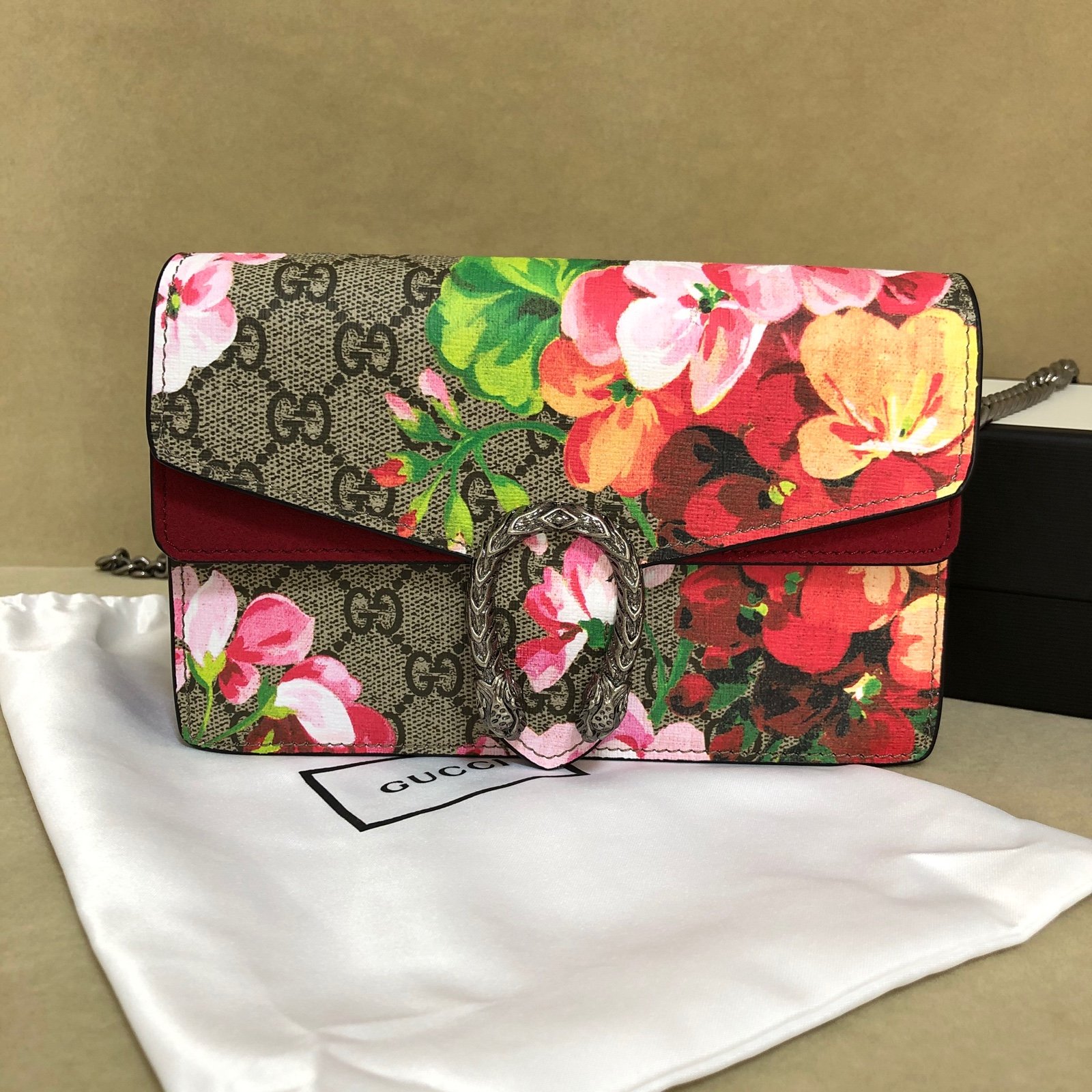 Blooms Print GG Coated Canvas Crossbody Clutch Bag