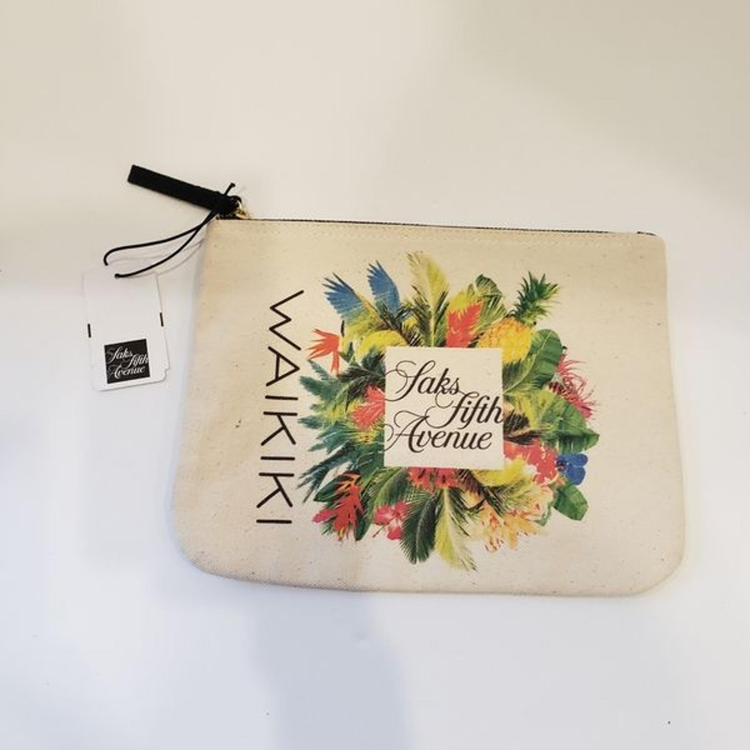 Saks Fifth Avenue  Waikiki Tropical Canvas  Cosmetic Bag