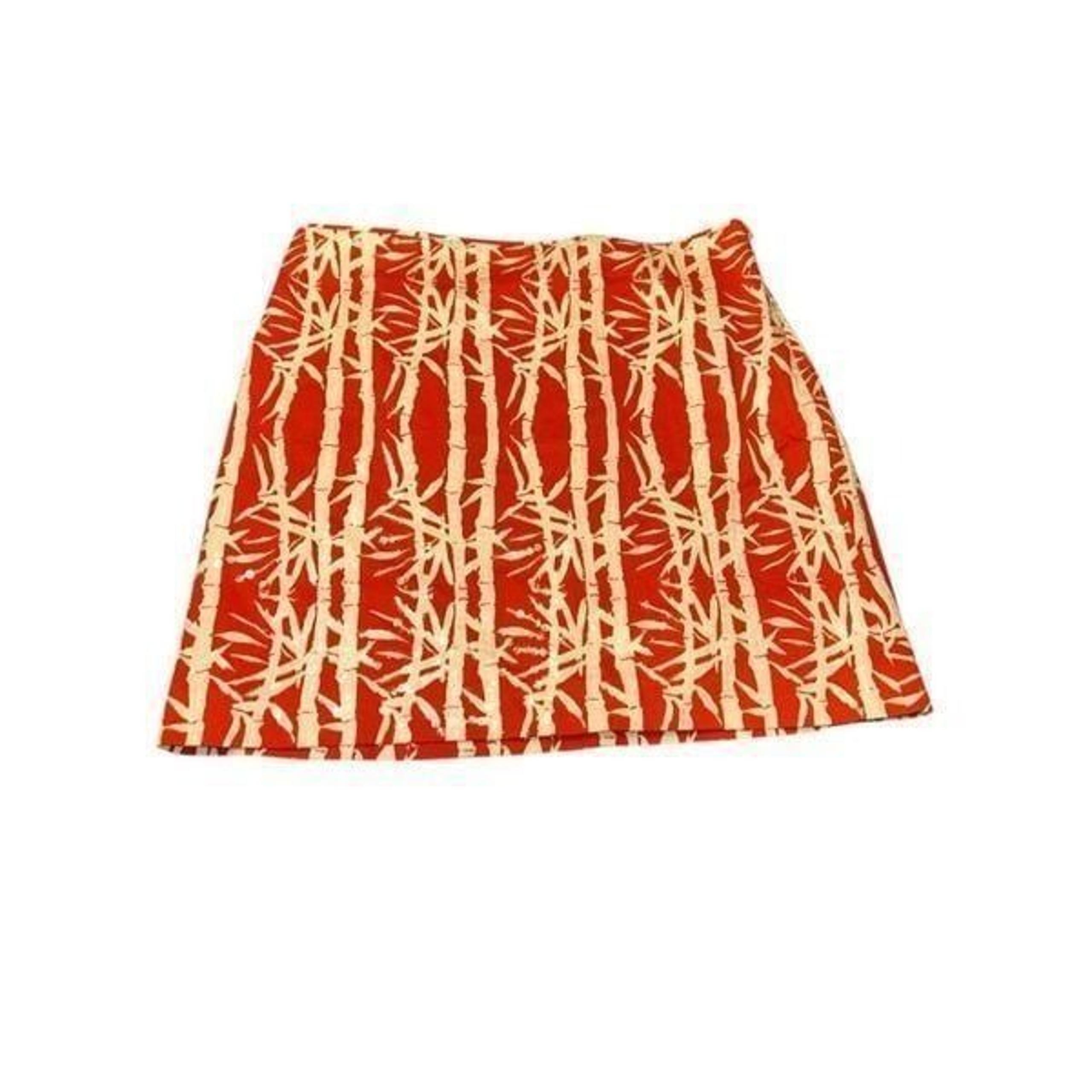 Michael Kors Paprika Skirt A-Line Bamboo Print Sequin Accents Size 14 Waist 32”