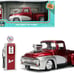 1956 Ford F-100 Pickup Truck Red Metallic with Silver Accents and Jada Gas Pump