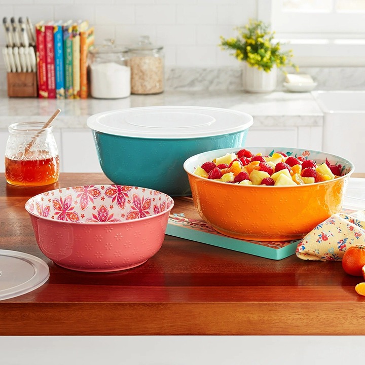 Mixing Bowl Setamine Mixing BThe Pioneer Woman - Fresh Floral 6-Piece Melamine B