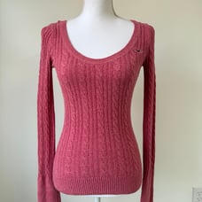 Vintage Pink Hollister Co Cable Knit Babydoll Sweater