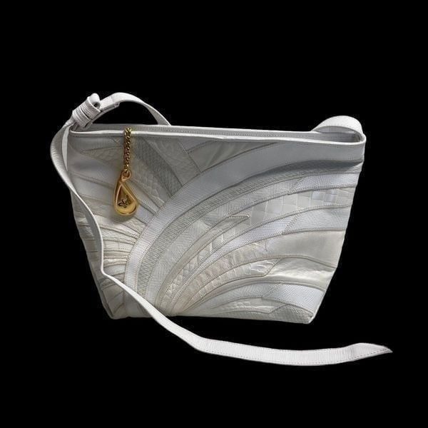 SHARIF Women’s White Shoulder Handbag Made in USA 9X4X10