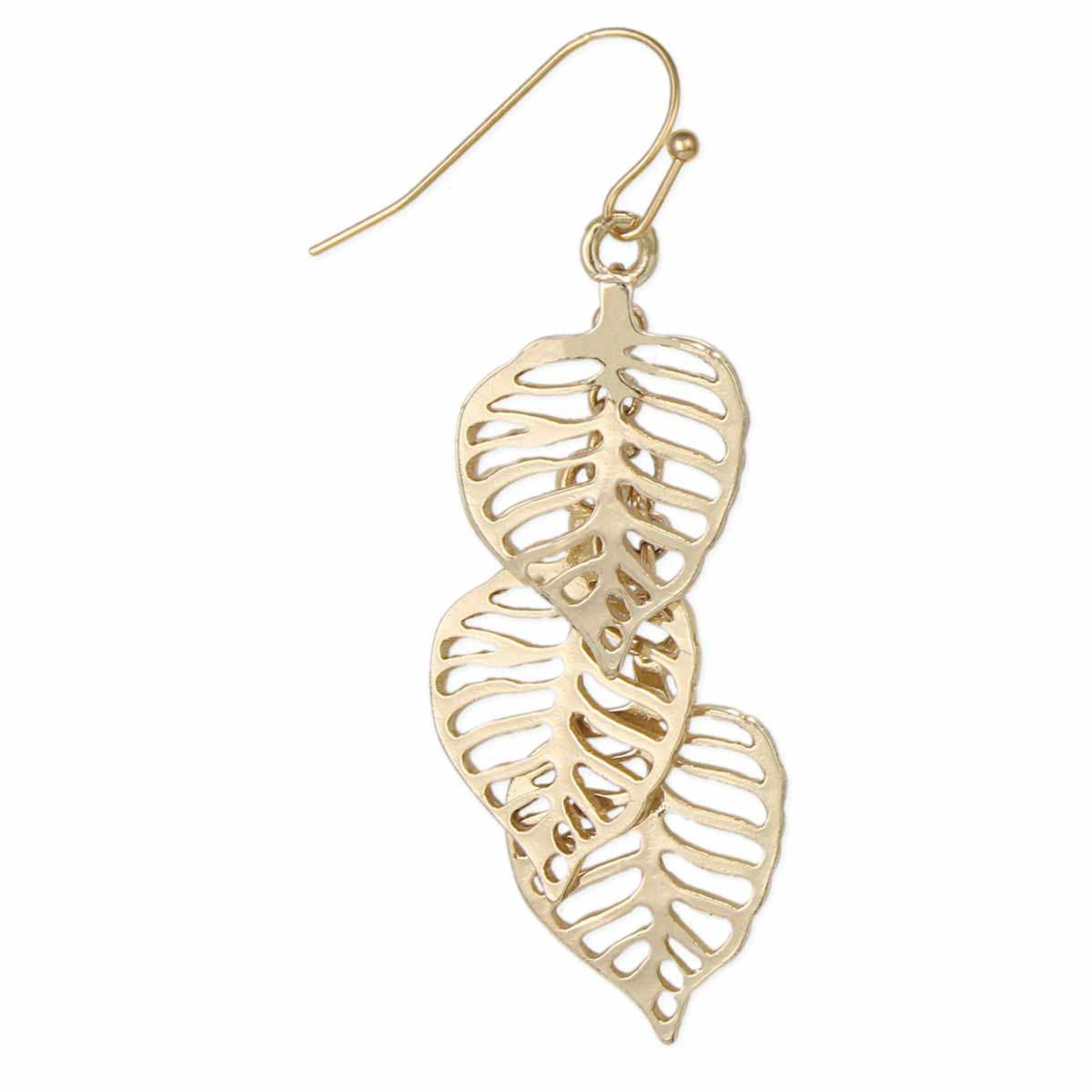 Cutout Gold Leaves Linear Earrings