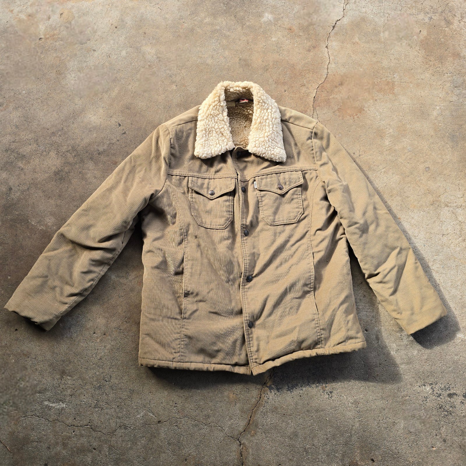 Vintage 70s 80s Levi’s Corduroy Sherpa Trucker Jacket Size M Tan White Tab