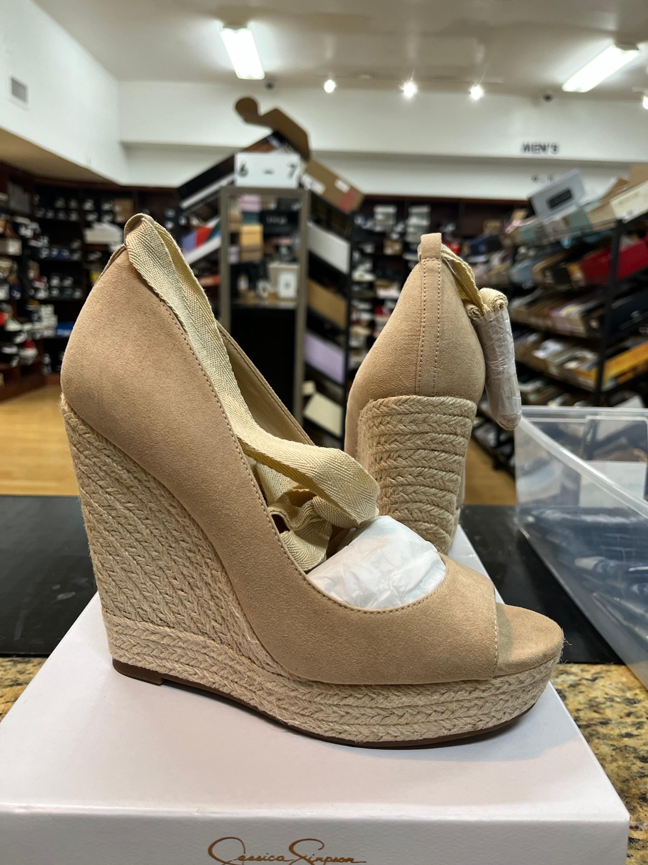 Jessica Simpson Women’s Zavida Almond Tie Espadrille Platform Wedge Sandal Sz 9M