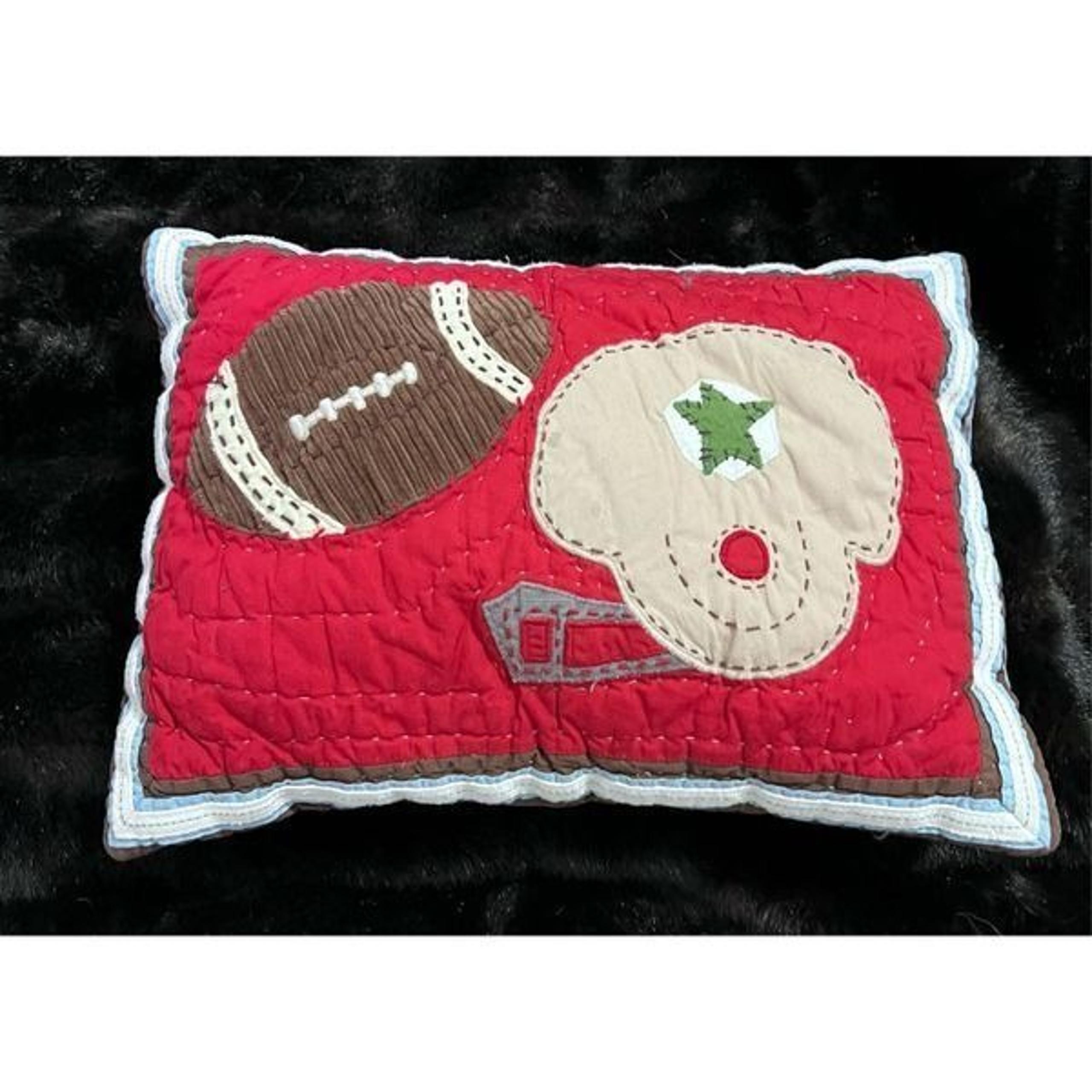 Pottery Barn Kids Pillow  Football Helmet Sports Red 12x16