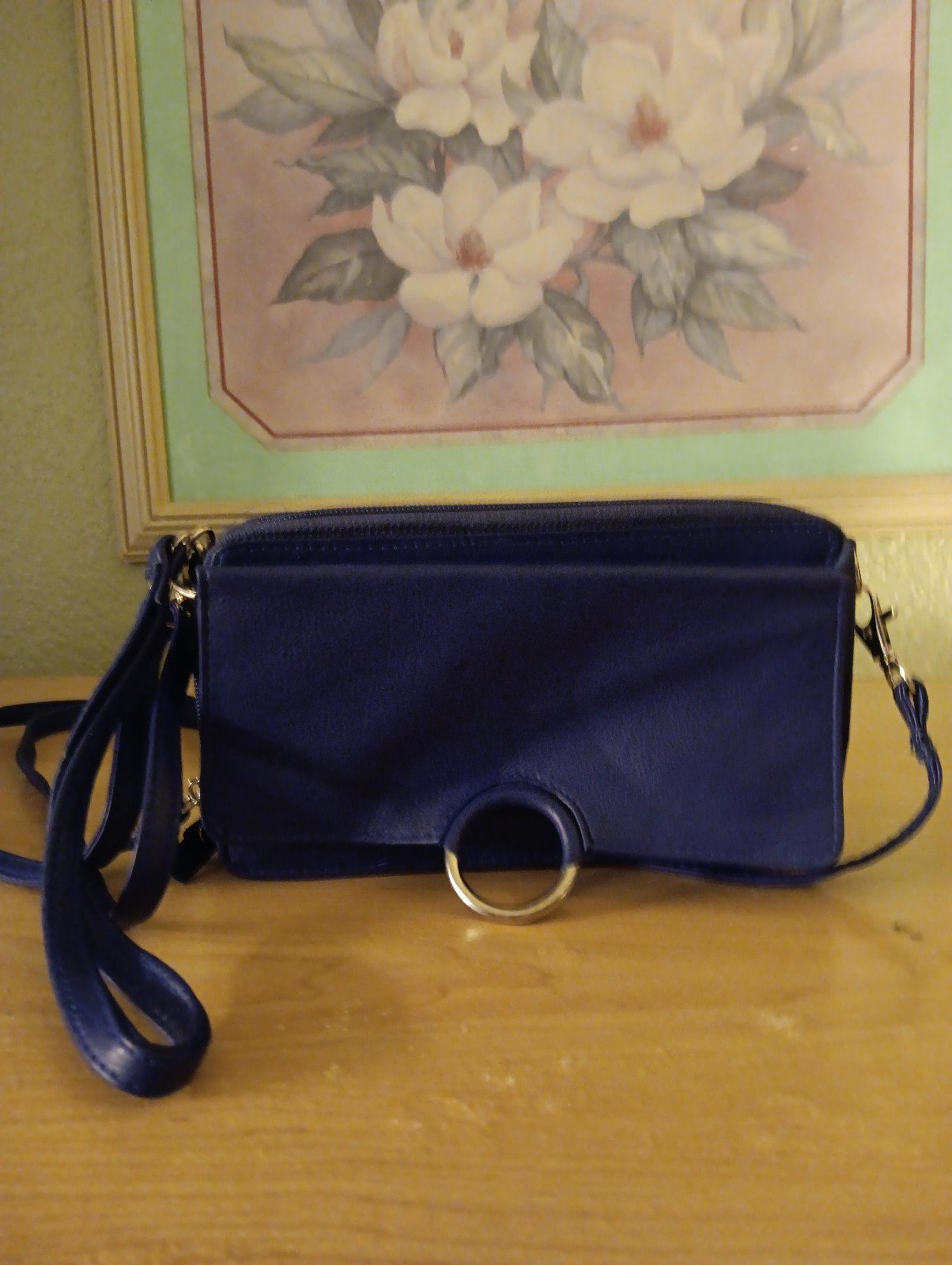 Bueno Blue Genuine Leather Clutch Crossbody
