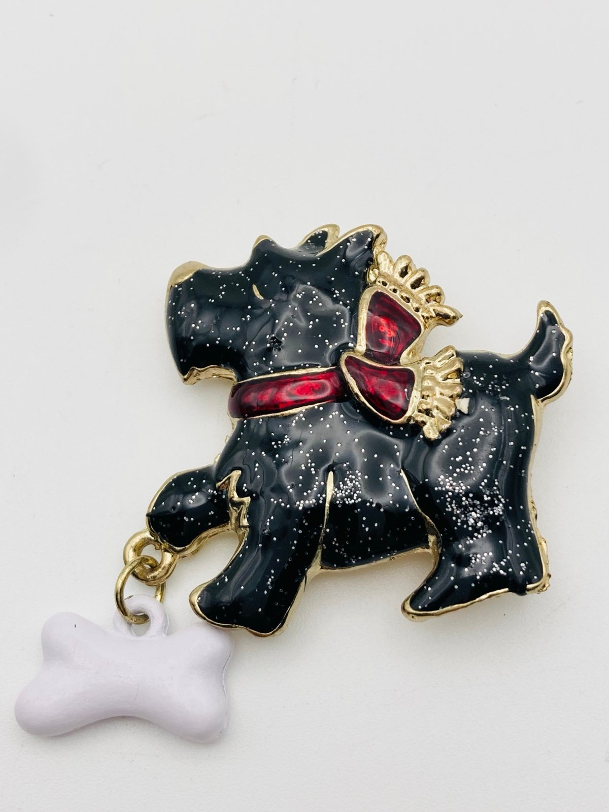 Vintage signed Haskell Enamel Scottish terrier dog brooch pin