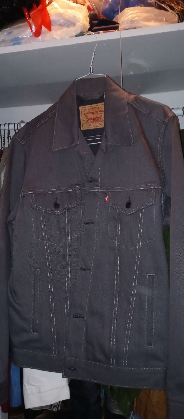 Men Levi Denim Trucker Jacket Grey XL!!
