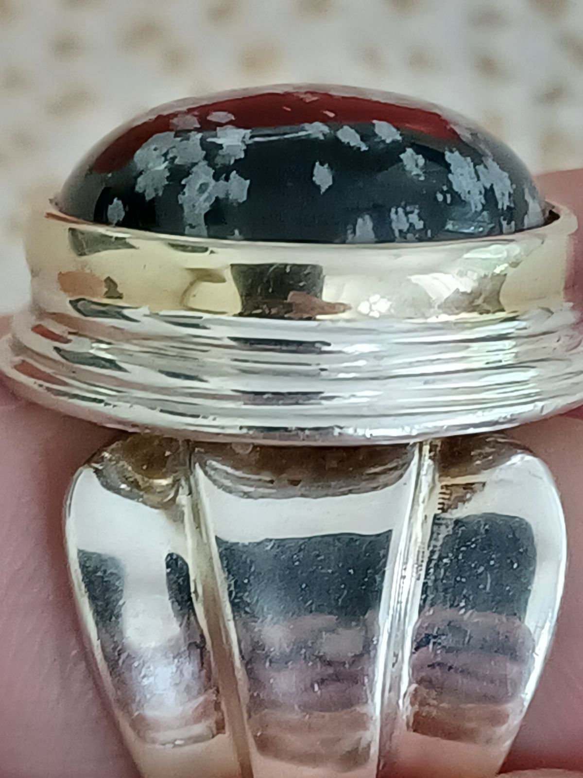 NEW- RLM- STERLING OBSIDIAN RING- SZ7