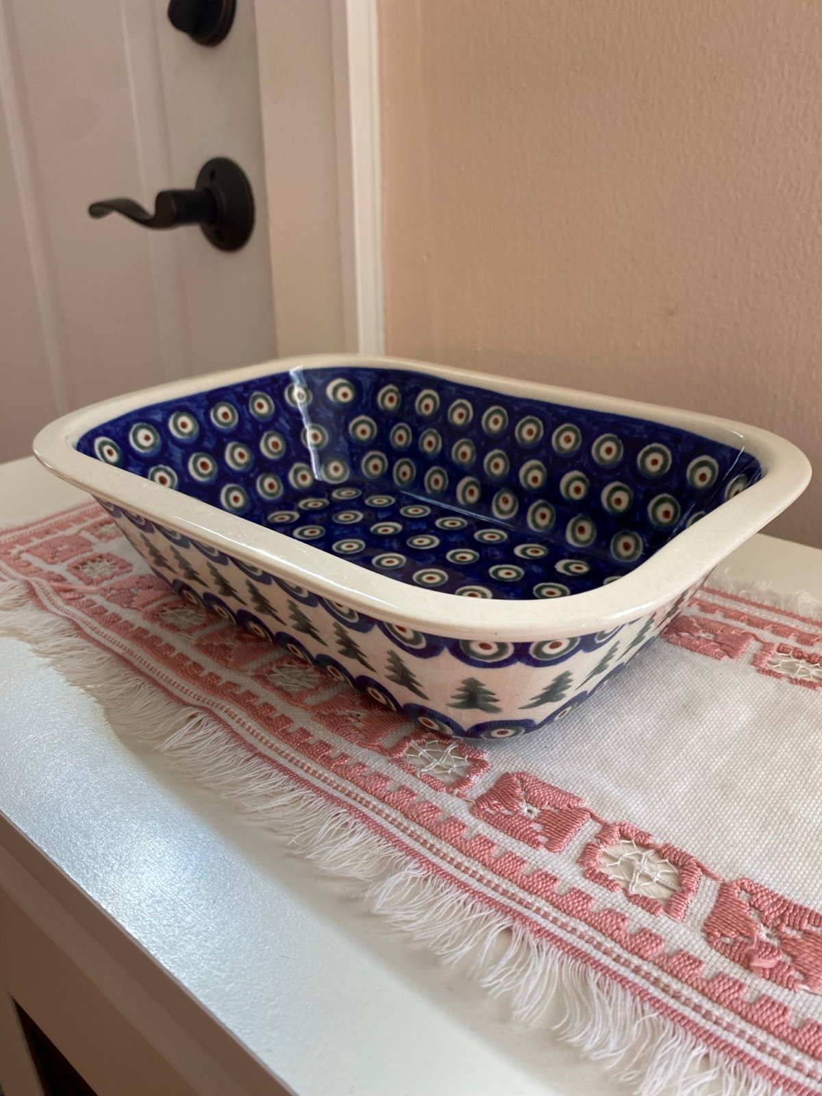 Polish pottery casserole dish