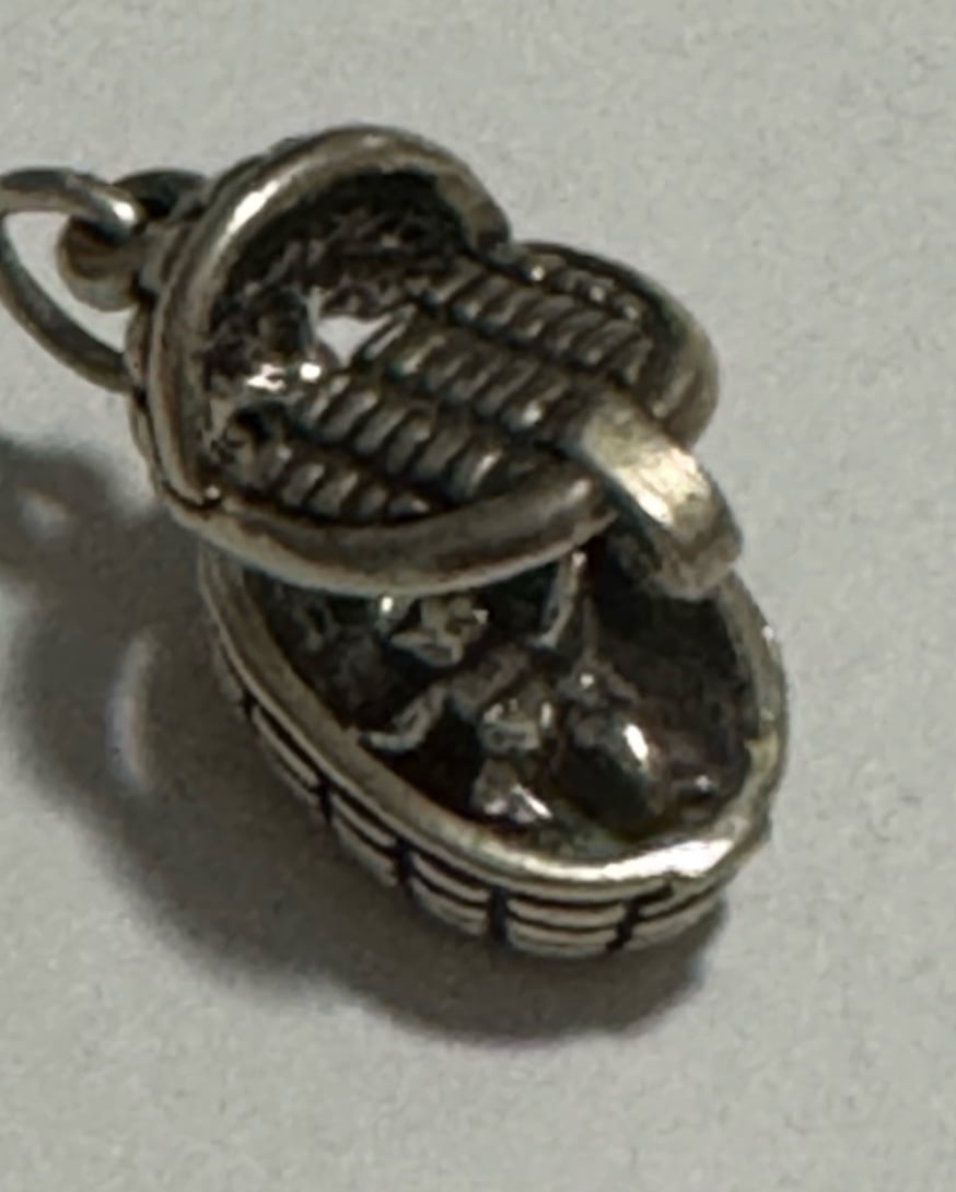 Sterling Bassinet Opening To Newborn Baby Inside Vintage Silver Charm
