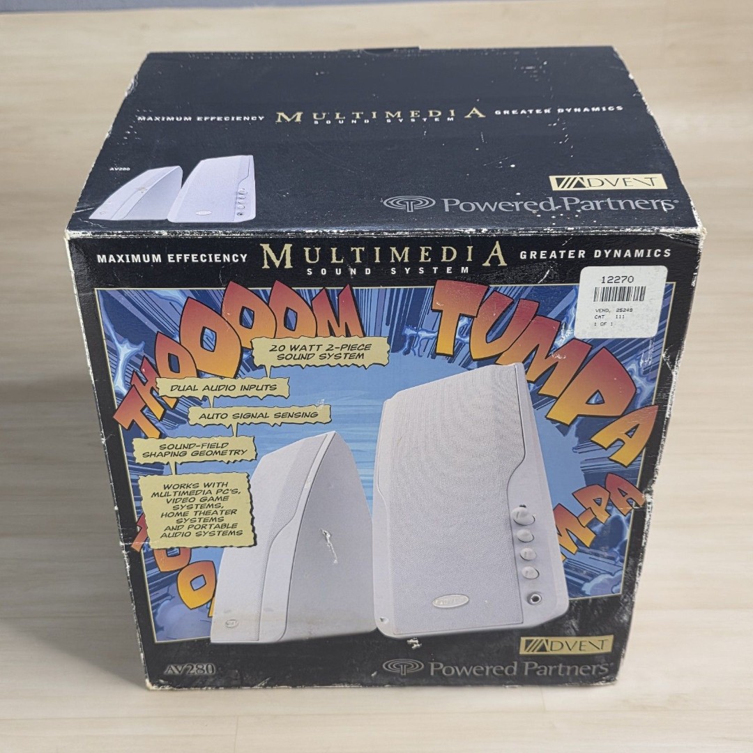 Advent AV-280 Computer Speakers Multimedia Vintage Stereo White New Open Box