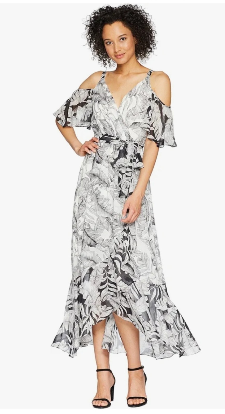 Sangria Women's Cold Shoulder Maxi Dress, Black/Grey, 4
