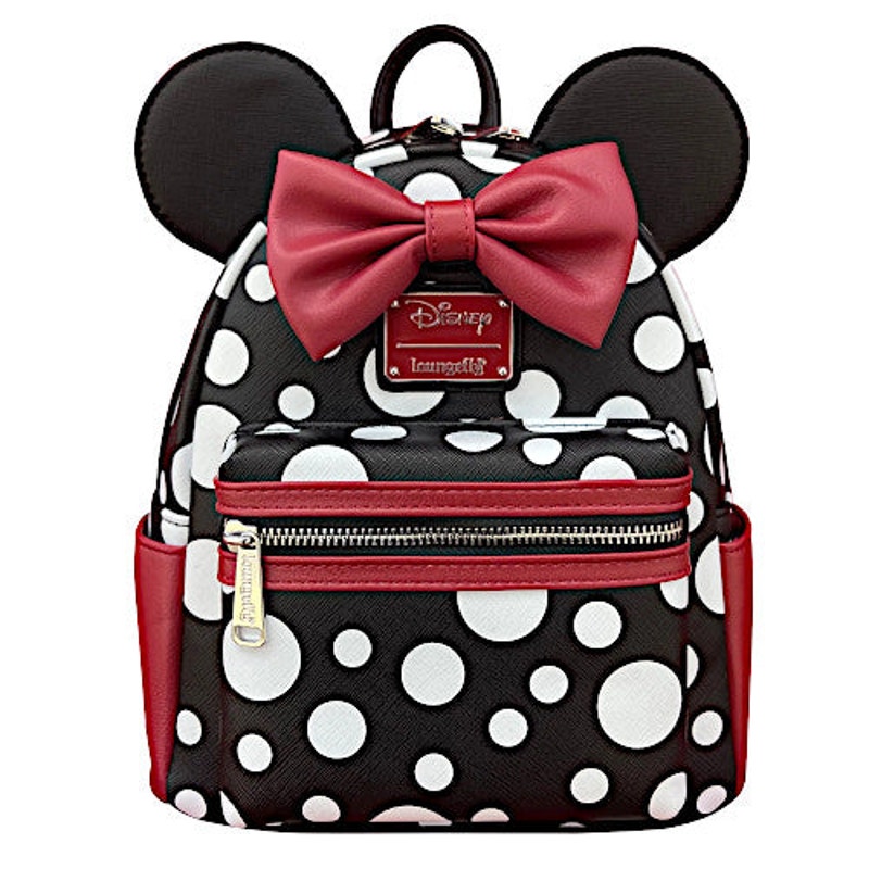 NWT Loungefly Disney Minnie Mouse White & Black Polka Dot Bow Mini Backpack