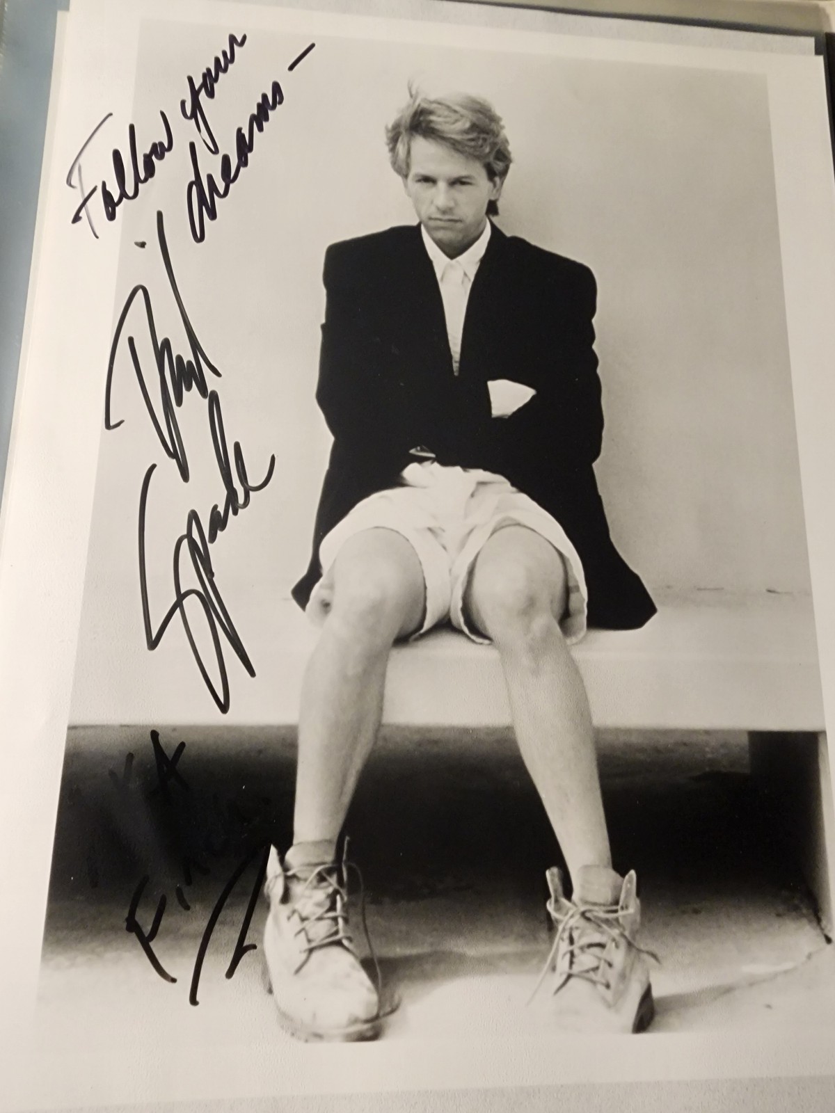 David Spade autographed  Inspirational writing Follow your dreamsAKA Finch COA