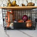 2 Set Stackable Wire Basket with Bamboo Top -Kitchen Counter, Pantry Organizer