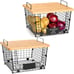 2 Set Stackable Wire Basket with Bamboo Top -Kitchen Counter, Pantry Organizer