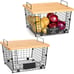 2 Set Stackable Wire Basket with Bamboo Top -Kitchen Counter, Pantry Organizer