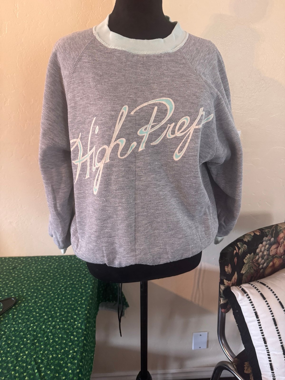 Vintage 60s High Prep Reversible Raglan Sweatshirt 1960s True Vintage