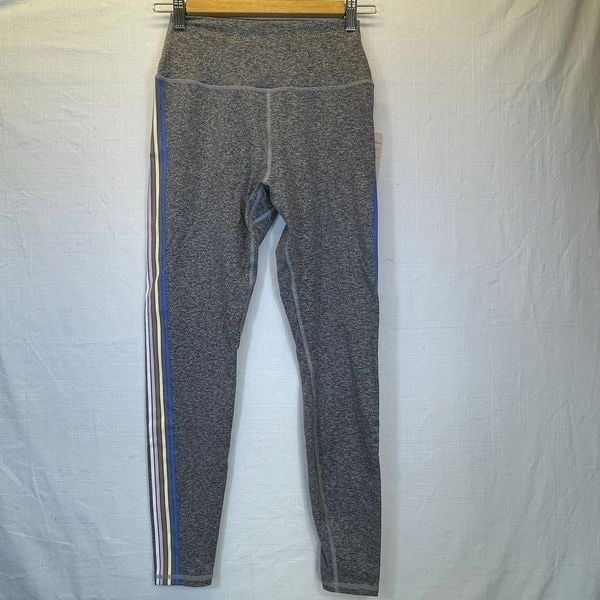 Spiritual Gangster Heather Gray 7/8 Compressive Rainbow Stripe Legging Small NWT