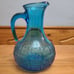Vintage Blue Rossini Italian Empoli Art Glass Pitcher approx 9 tall, beautiful