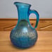 Vintage Blue Rossini Italian Empoli Art Glass Pitcher approx 9 tall, beautiful