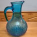 Vintage Blue Rossini Italian Empoli Art Glass Pitcher approx 9 tall, beautiful