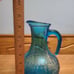 Vintage Blue Rossini Italian Empoli Art Glass Pitcher approx 9 tall, beautiful
