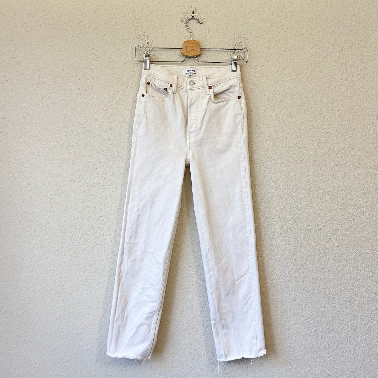 RE/DONE 70s Stove Pipe Jeans Vintage White High Rise Straight Ankle