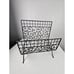Vintage Black Wrought Iron Magazine Rack Record Album Books Holder Vintage 80s