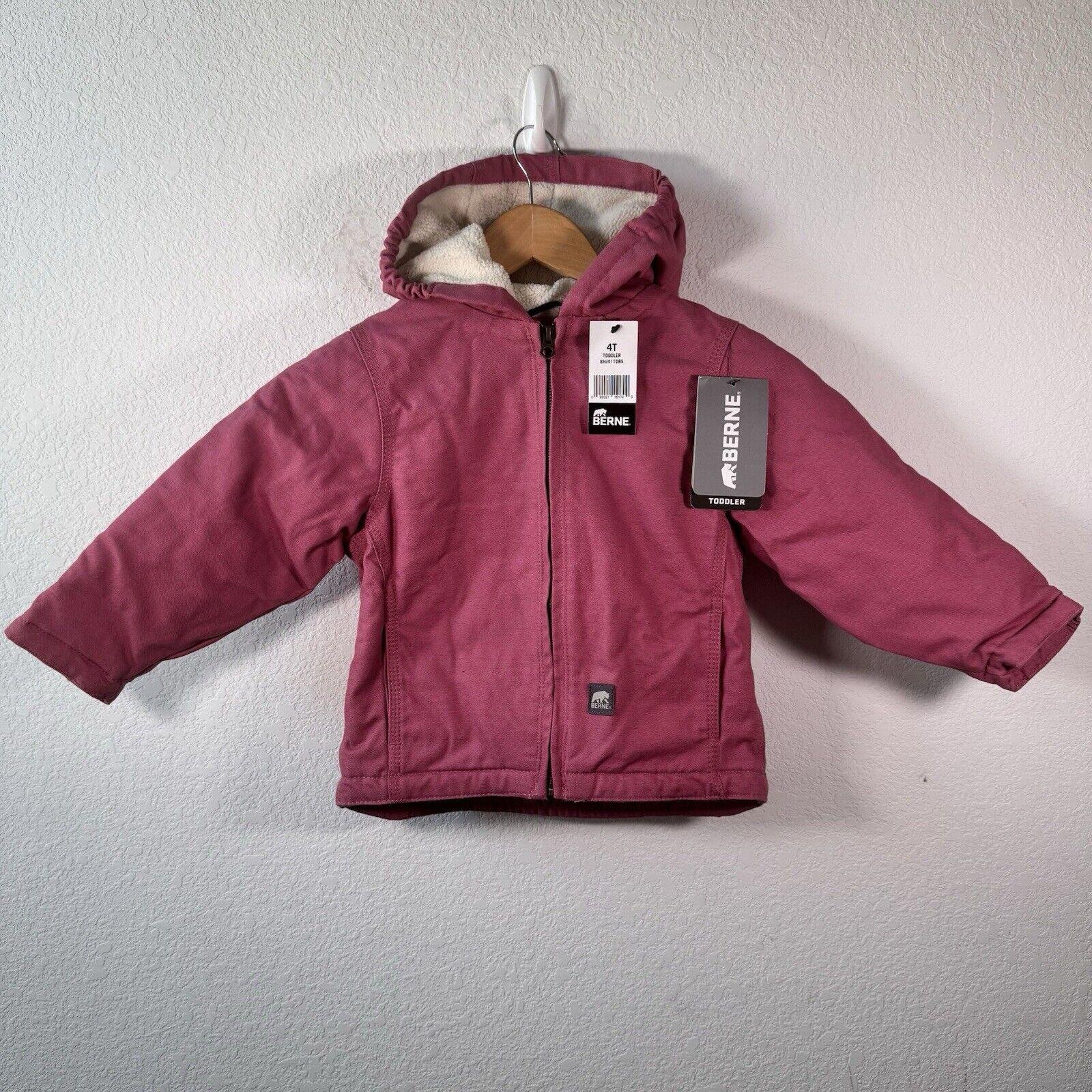 NWT!! Berne Toddler Girl Size 4T Sherpa-Lined Softstone Hooded Coat