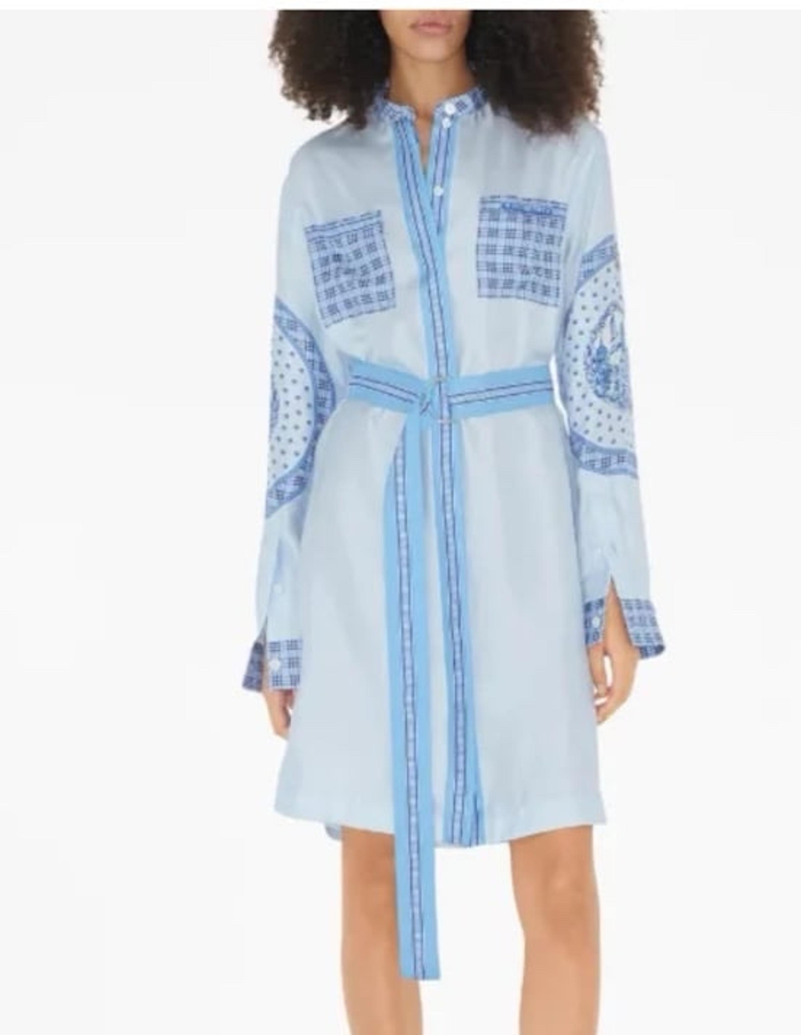 $1890 NWT monument-print Silk Shirt Dress sz 8 - Burberry