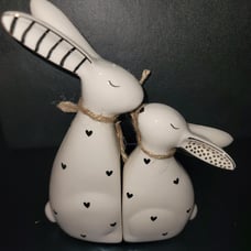 2Pcs Ceramic White Bunny Statues Figurine for Spring, Easter Gift Tiered Tray
