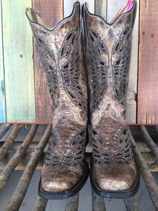 Corral Ladies bronze & black sequins & crystals butterfly boots R1226