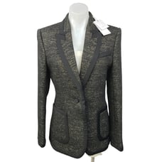 NEW Equipment Bodanne Black Gold Metallic Tweed Button Blazer Coat Jacket Size 6