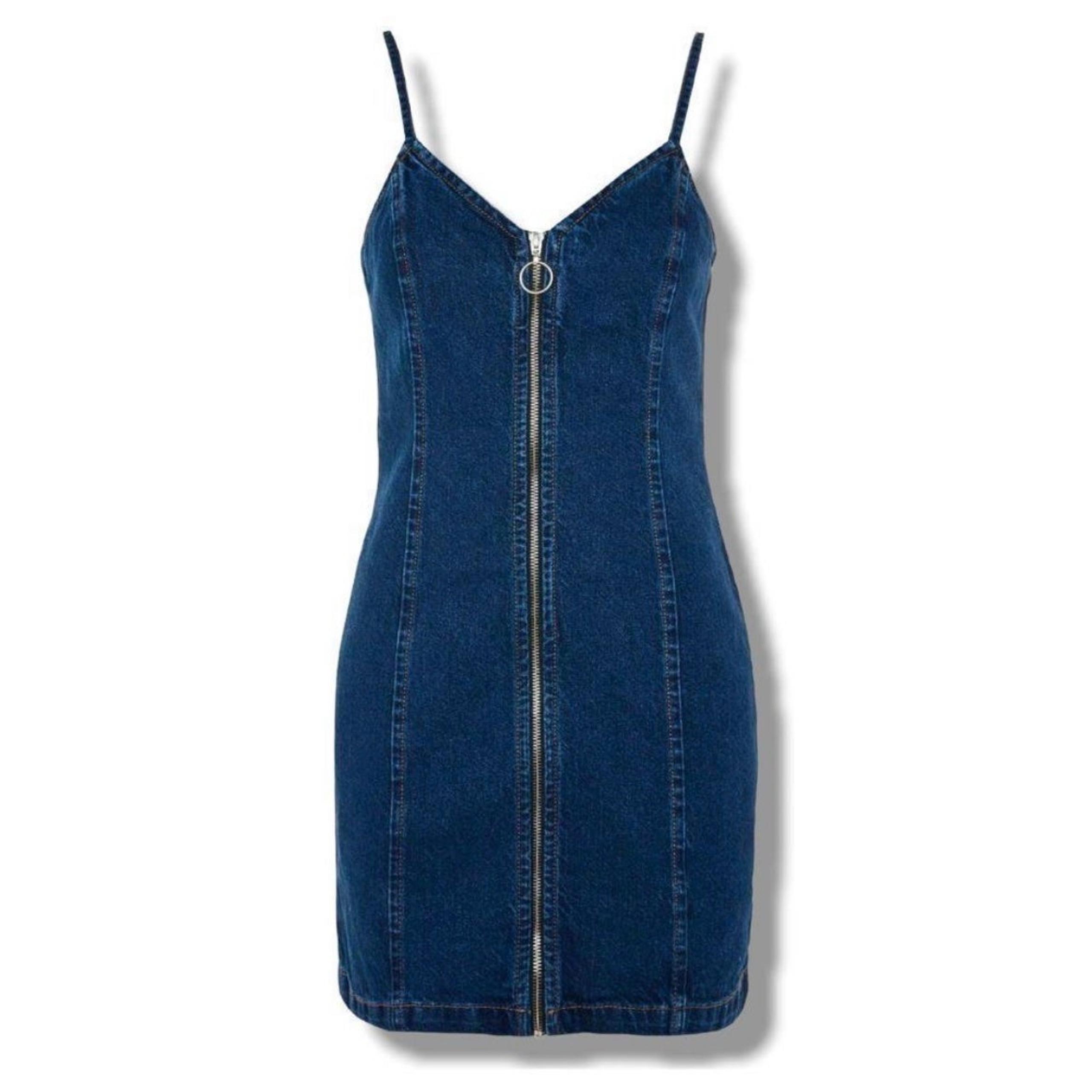 Top shop Moto front zip denim mini dress size 6