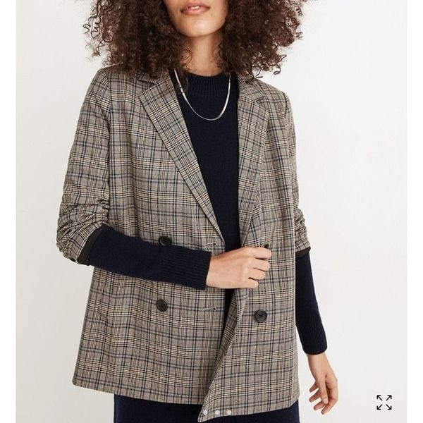Madewell Caldwell Double-Breasted Blazer in Miltmore Plaid Women's Plus Size 4x